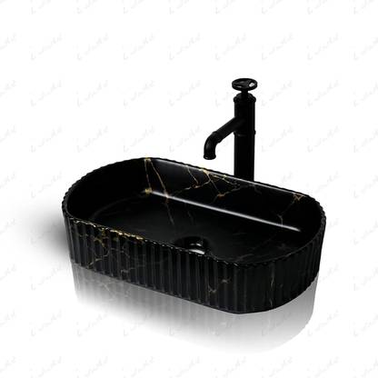 InArt Table Top Wash Basin Design 51 x 31 CM Matt Black Marble Table Top Basin