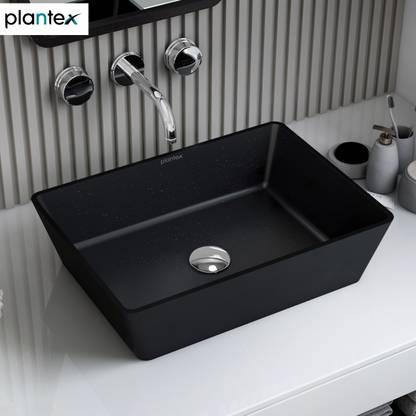 Plantex Wash Basin for Bathroom/Quartz Basin/Square Table Top Basin/Wash Basin for Home Counter Top