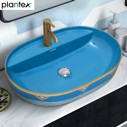Plantex Designer Ceramic Basin/Table Top Wash Basin for Bathroom/Sink Basin for Home Counter Top