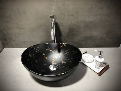 ALPHA Premium Designer Ceramic Wash Basin(M24_Matt) with Waste Pipe & Coupling set (17x13.5x6)(M24_matte) Table Top Basin