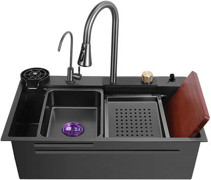 ACRT ACCURATE Kitchen Sink with Integrated Waterfall and Pull-down Faucet 30X18 Under Counter Basin