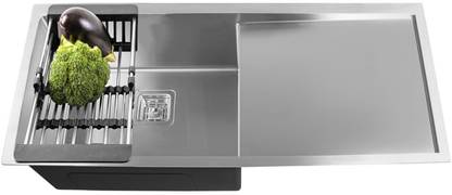 Fossa 37"x18"x10" Inch Single Bowl With Drain Board Premium Handmade Kitchen Sink FS-09 Vessel Sink