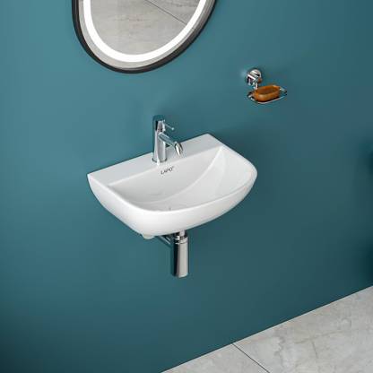 LAPO Wall mount Wash basin, Ceramic Wash Basin for Bathroom, Ceramic Wall Hung WashBasin-White-Jace Wall Hung Basin