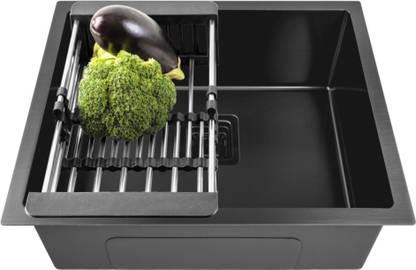 Fossa 18"x16"x9" Inch Single Bowl Premium Handmade Kitchen Sink Matte Finish FS-01BLACK Vessel Sink