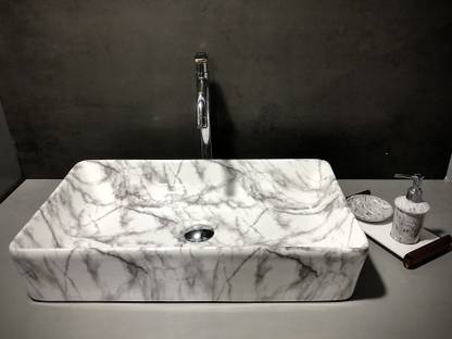 DELTA Big Size Imported Premium Designer Ceramic Wash Basin(M04) (24*13.5*5)(M04) Table Top Basin