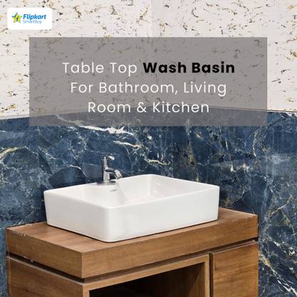 Flipkart SmartBuy TT-02 Premium Grade Ceramic's White Table Top Wash Basin Table Top Basin