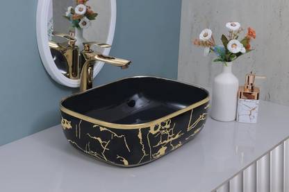 HISRE Designer Ceramic Table Top Sink Basin for Bathroom Modern Design - Perfect for Home & Bathroom Decor (Model-G3011) Table Top Basin