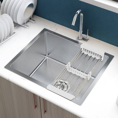 Plantex 304 Stainless Steel Grande Undermount Sink for Kitchen/Handmade Kitchen Sink Single Bowl Sinks with Coupling and Hose Pipe (21x18 Inches) Vessel Sink