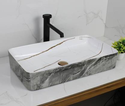 BASSINO Art Wash Basin Countertop, Tabletop Ceramic Bathroom Sink/Basin (610x335x110MM) BTT-1450 Table Top Basin