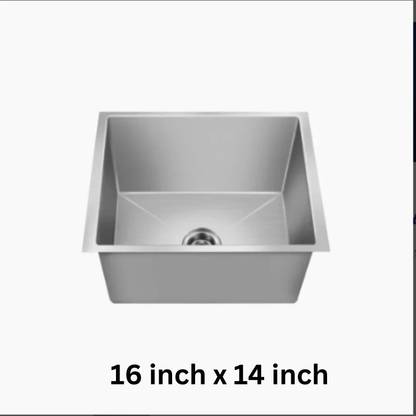 NIRALI Kitchen Sink Square Molly 16" x 14" x 8" | | 410 mm x 360 mm |Sharp, Sleek & Futuristic Designs| Premium Kitchen Sinks Vessel Sink