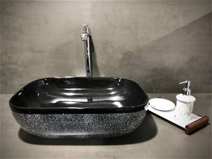 DELTA Premium Designer Ceramic Wash Basin(0022) with Waste Pipe & Coupling set (18x13x5)(0022) Table Top Basin