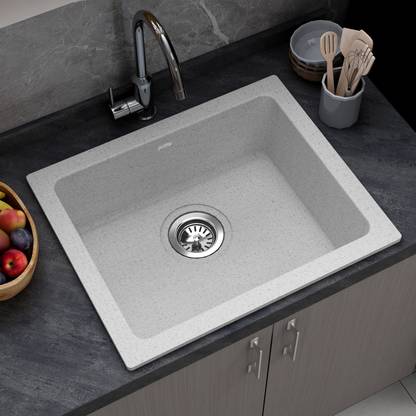 Plantex Quartz Acrylic Kitchen Sink/Sink for Kitchen/Granite Single Bowl Kitchen Sinks with Coupling/Wash Basin (16x18 Inches) Under Counter Basin