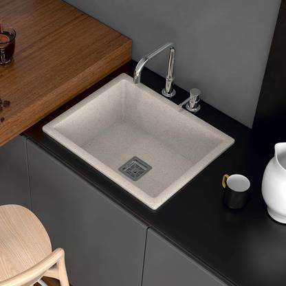HARDSTONE Quartz Sink - 18 x 16 x 8.5 In, 10mm Thickness - Heavy - Duty Premium Quality Quartz Kitchen Sink (18 x 16 x 8.5 In, 10mm Thickness) Top Mount