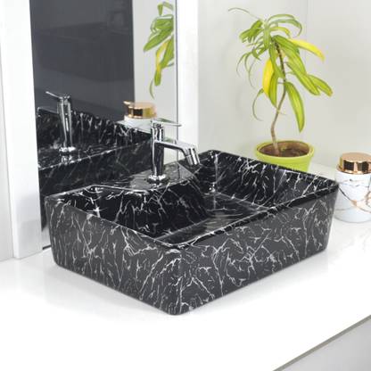 Reyal Premium Wash Basin For Bathroom,Hotel (Size: 12"X16"X5") Wall Mount Basin (2 In 1) Counter Top