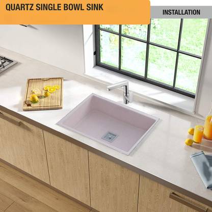 Sesto GRANITE ROSE PINK Ceramic Quartz Kitchen Sink with all Accessories (24"x18"x8") 311 Vessel Sink