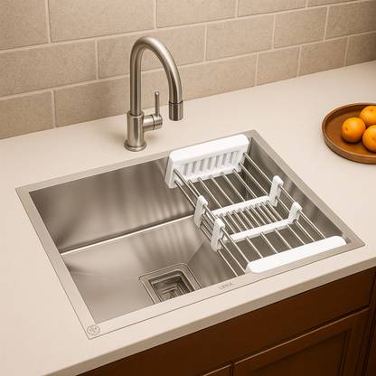 Lipka 24"x18"x10" Handmade 304 Grade Stainless Steel Single Bowl Kitchen Sink 24x18x9 Inches Handmade Kitchen Sink Vessel Sink