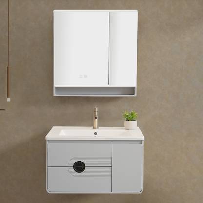 Plantex Wash Basin with Cabinet for Bathroom/Vanity with Ceramic Basin and Mirror Vanity for Bathroom/Cabinet with Wash Basin & Mirror/Bathroom Organizer- NZBC-45 Wall Hung Basin