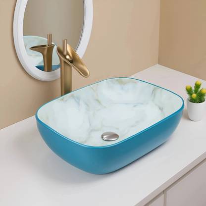 OSOSAM Glossy Finish Tabletop Vessel Sink Basin For Bathroom (18 x 13 x 5.5 Inch) OS-173 Counter Top