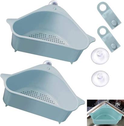 TGOPIT Sink Strainer Basket, Multifunctional Corner Hanging Storage Basket Triangle Shape Sink Storage Rack Drain Shelf Corner Basin