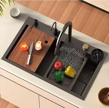Walberrie Anti Scratch | Ceramic Nano Coating | Stainless Steel 304 | Multifunction Sink | Waterfall Sink | All in One Sink | Digital Sink |30x18x10 Inch Vessel Sink