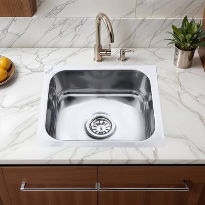 RUHE Square Single Bowl 16x14x6 Inches Kitchen Sink| Premium Stainless Steel Sink 13-0101-02 Vessel Sink