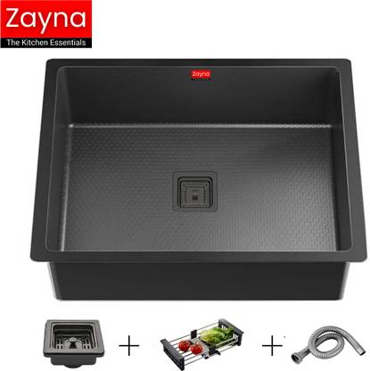 Zayna 24X18X10 PREMIUM KITCHEN SINK WITH HONEYCOMB STRUCTURE WITH ALL ACCESSORIES (ANTI-SCRATCH) (ANTI-STAIN) Vessel Sink