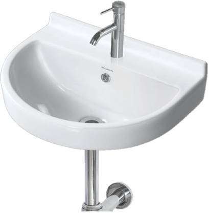 Vardhman Ceramics Wash Basin Wall Hung Mounted Glossy Finish White Sink for Bathroom Wall Hung Basin