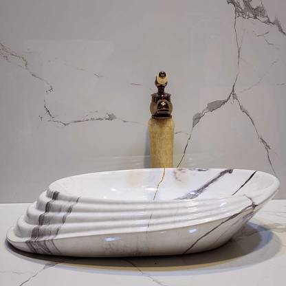 clayplus White Glossy Elegant Layered Design HG 20 Preimum Grade Ceramic's Designer Table Top Wash Basin Table Top Basin