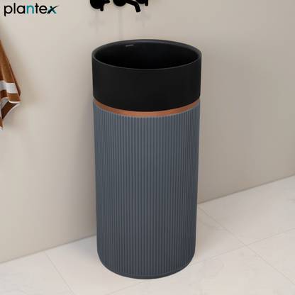 Plantex Acrylic resin&Quartz Pedestal Wash Basin/Round Basin for Home/Hotel (5x15x34 Inch, Round) Pedestal Basin