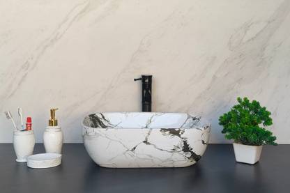 Bathx Ceramic Wash Basin Guaranteed Black Marble For Living Room And Bathroom sink Kitchen Sink Table Top Sink Imported Basin 13 X 18 X 05 Inch Counter Top