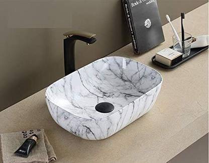 Tap & Tile Art Wash Basin Counter top,Tabletop Bathroom Sink(L455 x W325 x H145 mm) NC_105 Counter Top