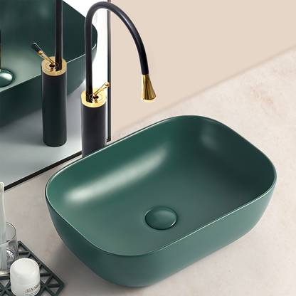 Plantex Wash Basin Hand Wash/Bathroom Wash Basin Designer Ceramic Basin for Bathroom/Washbasin/Countertop Square Basin Counter Top