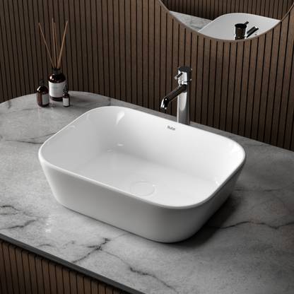 RUHE Iris Countertop Ceramic Wash Basin | Premium Bathroom Sink | Hand Basin Tub | Basin for Bathroom and Living Room Counter Top
