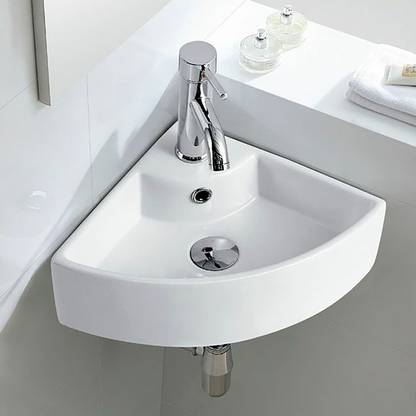 Glexero Premium Quality New Style Wall Hanging Wash Basin. Big Size Corner Basin. Wall Hung Basin