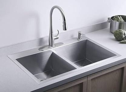 ASTTONUS Double Bowl Kitchen Sink (32X18-Inch, Silver Color)Premium Stainless Steel 304 PM-DB-SQ-3218-FP Under Counter Basin