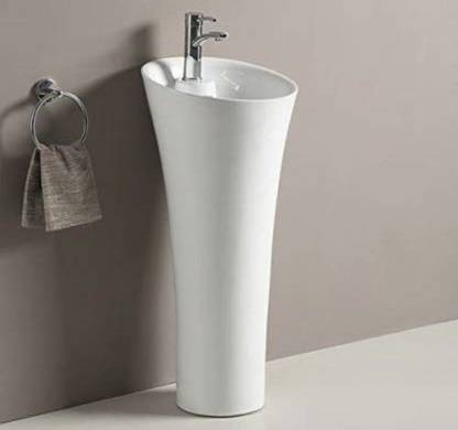 ALPHA Table Top Premium Designer Ceramic Wash Basin with waste pipe & Coupling Pedestal Wash Basin Pedestal Basin