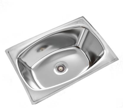 JINDAL Single Bowl 24 x18 x9 Inch Kitchen Sink/With 21x16 Inch BowlSize/SS Sink/ Stainless Steel Sink/Sink Included Sink Coupling/Glossy Finish Sink/0202 Top Mount