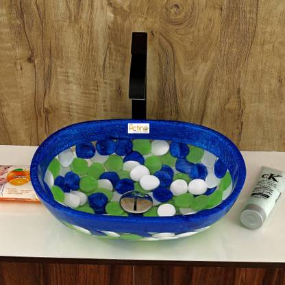Actino Nob. 90 multi color table top wash basin. 12 x 16 Capsule Shape. Nob. 90 Table Top Basin