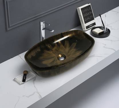 SVOCK Designer Black-Gold Wash Basin Designer Black-Gold Wash Basin Table Top Basin