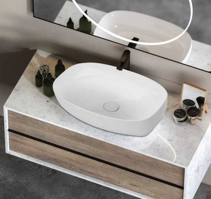 NEXGEN (60*37*14) CM SCRATCH PROOF CERAMIC WASH BASIN WITH COUPLING & WASTE PIPE / LATEST BEAUTIFUL COLLECTION CERAMIC WASH BASIN / Table Top Basin