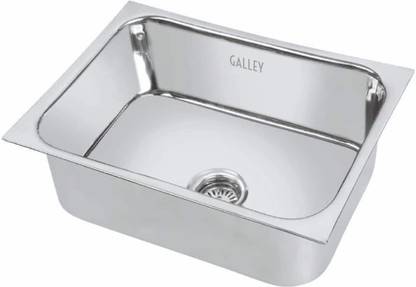 Galley 304 Grade Stainless Steel Hand Crafted (Box Type) Single Bowl Kitchen Sinks 21" X 18" Size| Matt Finish | Kitchen Sink |Topmount Sink |Under Counter Basin Vessel Sink