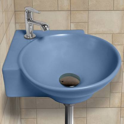 kemjo Wall Hung Wash Basin PERRY (Bluzo Matt) WT-Cuba-White Counter Top