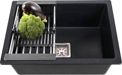 Fossa 24"x18"x09 Quartz Single Bowl Kitchen Sink Super Strong Matt Finish FQS-04B Top Mount