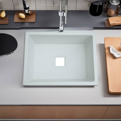 LIMESTONE 24"x18"x09 Quartz Single Bowl Kitchen Sink Super Strong Matt Finish W2418 Top Mount