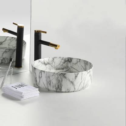 MoonWhite Whitero Wash Basin Tabletop For Bathroom,Home,Livingroom, CT03 (15" X 15") Table Top Basin