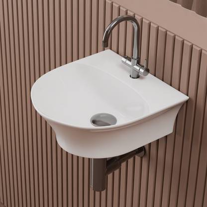 Syon Ceramic Table Top & Wall Mount Wash Basin for Bathroom (13x14 inch) SYON075 Wall Hung Basin