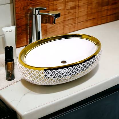 BOBBYEXPORT Premium quality Table Top wash Basin size 24 x 16 x 6 Inch Glossy finish Table Top Basin
