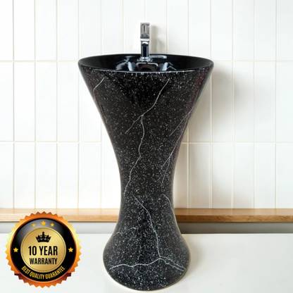CARA MARK /Ceramic Floor-Mounted Pedestal Basin/Pedestal Free Standing Wash Basin/ Modern Pedestal Wash Basins/One Piece Pedestal Washbasin/ Pedestal Basin