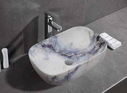 VIENZA Premium Ceramic Material For Bathroom Livingroom & Any Wash Area Marble Look Blue And White Netural Imege And Color Tabletop Washbasin Over Counter Basin
