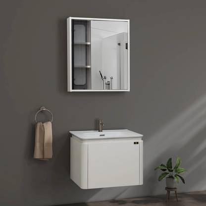 Plantex Wash Basin with Cabinet for Bathroom/Vanity with Ceramic Basin and Mirror Vanity for Bathroom/Cabinet with Wash Basin & Mirror/Bathroom Organizer- NZBC-13 Wall Hung Basin